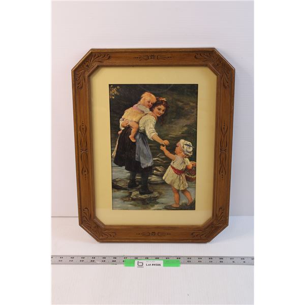 Vintage Frame with Woman and Children Art