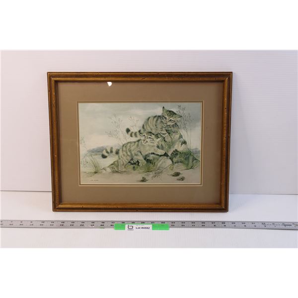 Vintage Frame with Art of Wild Cats