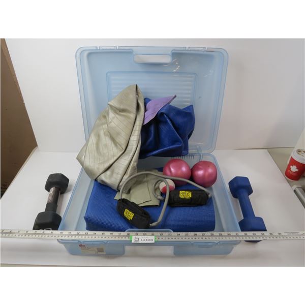 Tote of Fitness Gear (Weights, Yoga Mat, Yoga Balls Etc.)