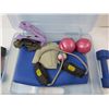 Image 3 : Tote of Fitness Gear (Weights, Yoga Mat, Yoga Balls Etc.)