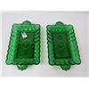 Image 3 : (2) Green Glass Pickle Plates