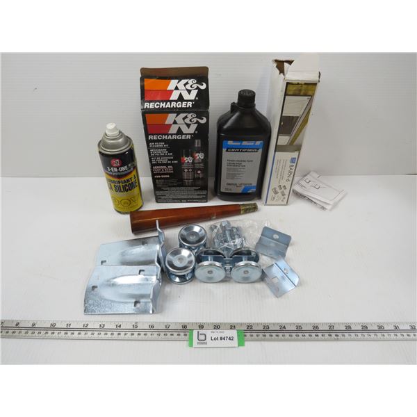 Barn 6 Door Rollers - K&N Recharger Air Filter - Cleaning Kit - Power Steering Fluid - Lubricant