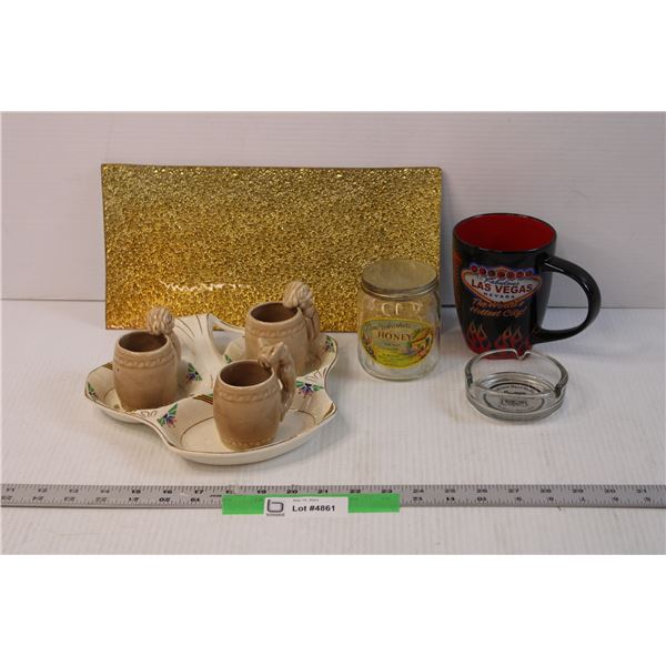 Divided Dish, Collectible Mugs, Ashtray and Misc.