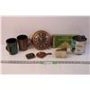 Image 1 : Lot of Assorted Vintage Item - Clock, Kitchen Wear, Mugs (Shredder Box is Damaged, Carving is Chippe
