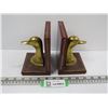 Image 1 : Brass & Wood Duck Head Book Ends