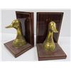 Image 2 : Brass & Wood Duck Head Book Ends