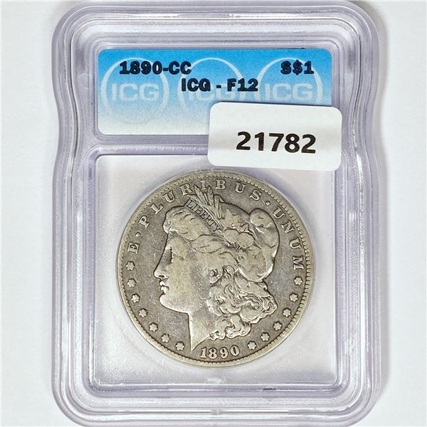 1890-CC Morgan Silver Dollar ICG F12