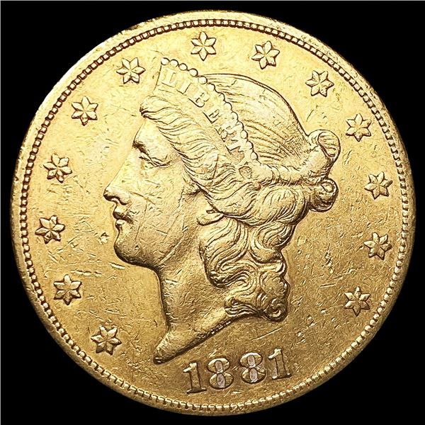 1881-S $20 Gold Double Eagle CLOSELY UNCIRCULATED