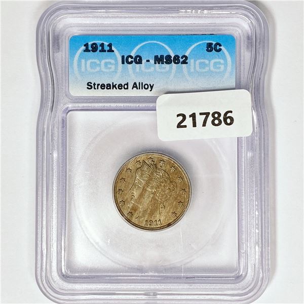 1911 Liberty Victory Nickel ICG MS62 Streak Alloy