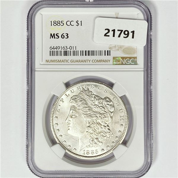 1885-CC Morgan Silver Dollar NGC MS63