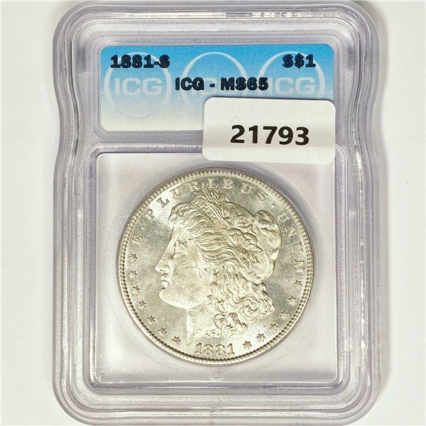 1881-S Morgan Silver Dollar ICG MS65