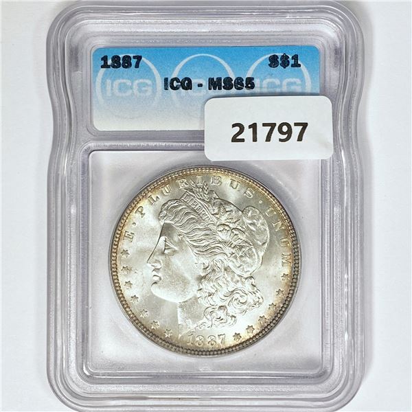 1887 Morgan Silver Dollar ICG MS65