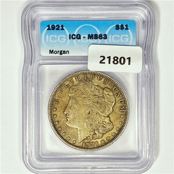 1921 Morgan Silver Dollar ICG MS63