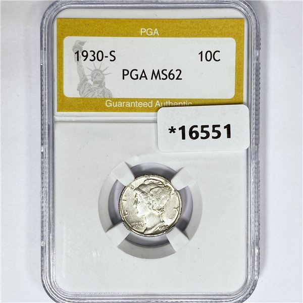 1930-S Mercury Silver Dime PGA MS62