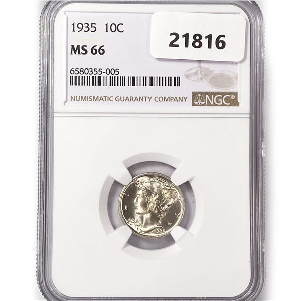 1935 Mercury Silver Dime NGC MS66