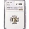 Image 1 : 1935 Mercury Silver Dime NGC MS66