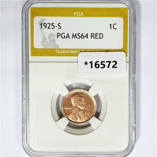 1925-S Wheat Cent PGA MS64 RED