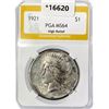 Image 1 : 1921 Silver Peace Dollar PGA MS64 High Relief