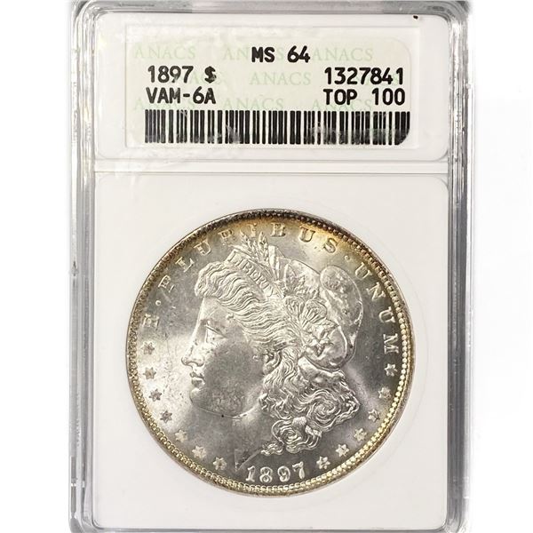 1897 Morgan Silver Dollar ANACS MS64 VAM-6A