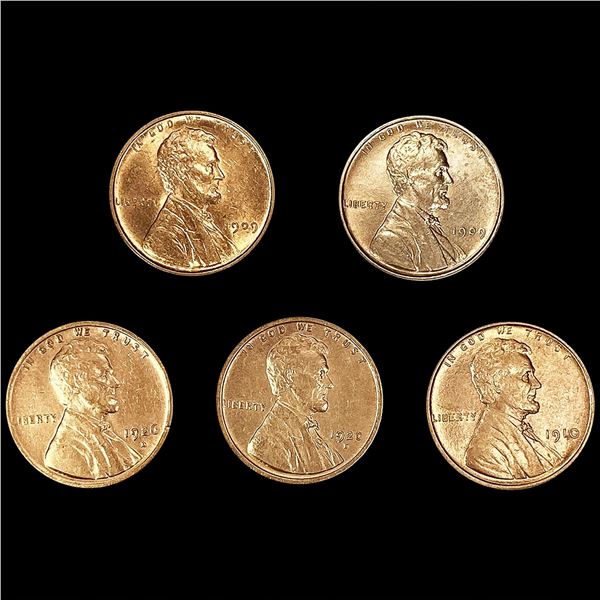 (5) Wheat Cents ((2) 1909 VDB, 1910, 1920-D, 1926