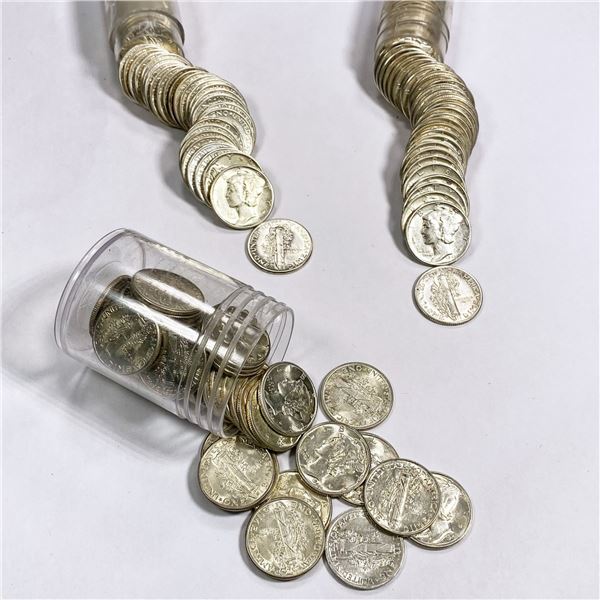 1930's-40's Mercury Dime Rolls (144 Coins)