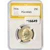 Image 1 : 1936 Washington Silver Quarter PGA MS65