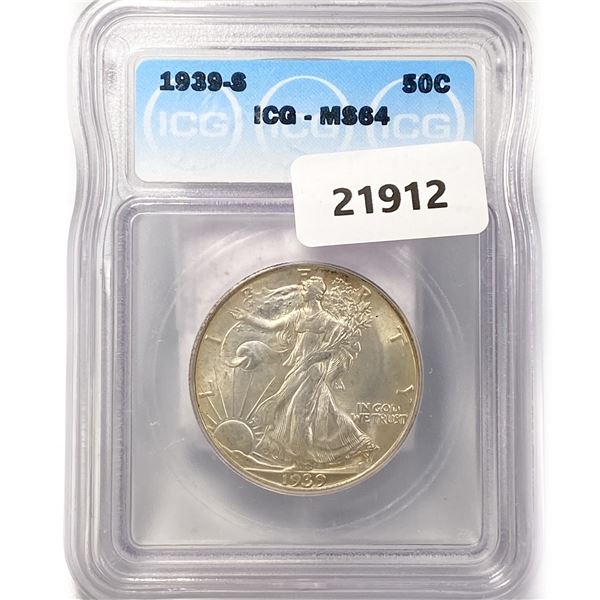 1939-S Walking Liberty Half Dollar ICG MS64