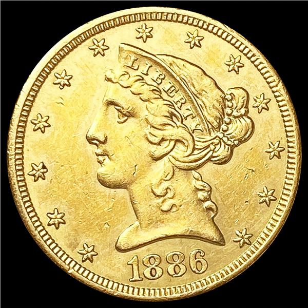 1886-S $5 Gold Half Eagle UNCIRCULATED