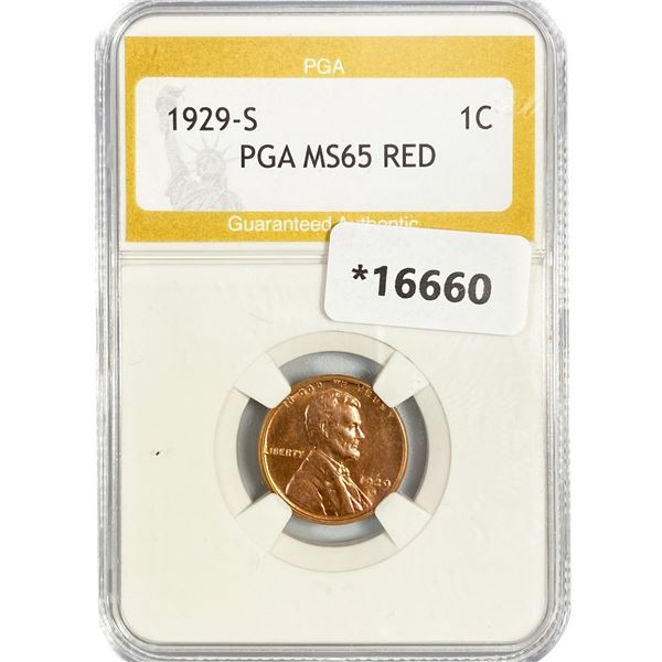 1929-S Wheat Cent PGA MS65 RED