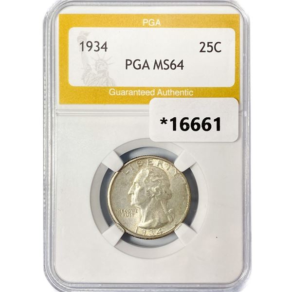 1934 Washington Silver Quarter PGA MS64