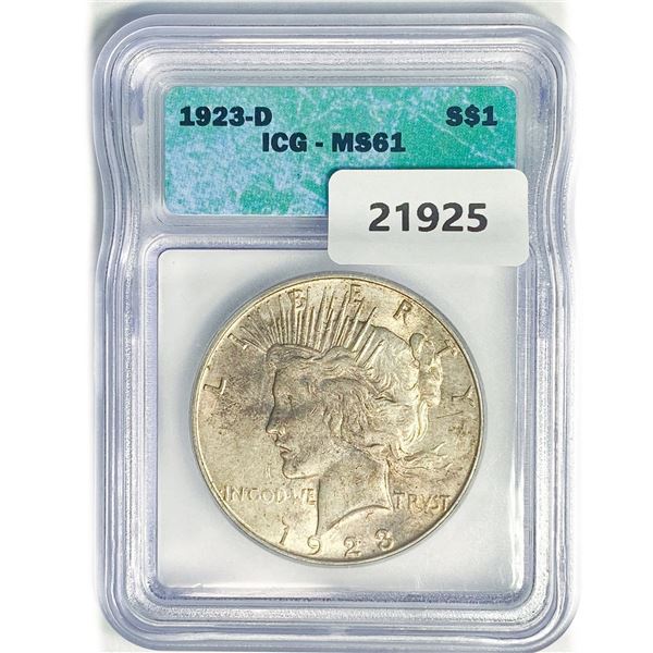 1923-D Silver Peace Dollar ICG MS61