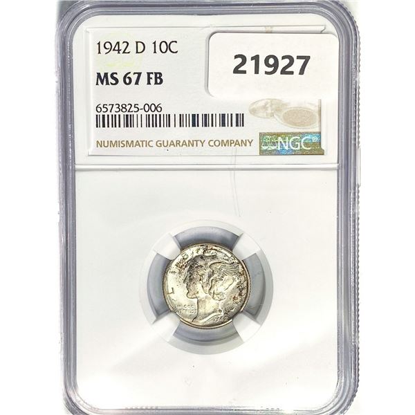 1942-D Mercury Silver Dime NGC MS67 FB