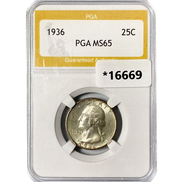 1936 Washington Silver Quarter PGA MS65
