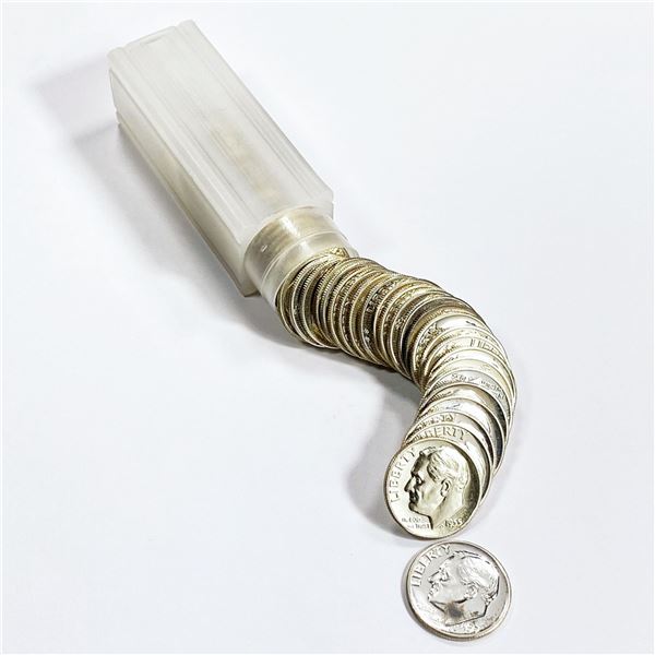 1955-1956 Roosevelt Dime Roll (49 Coins) BU