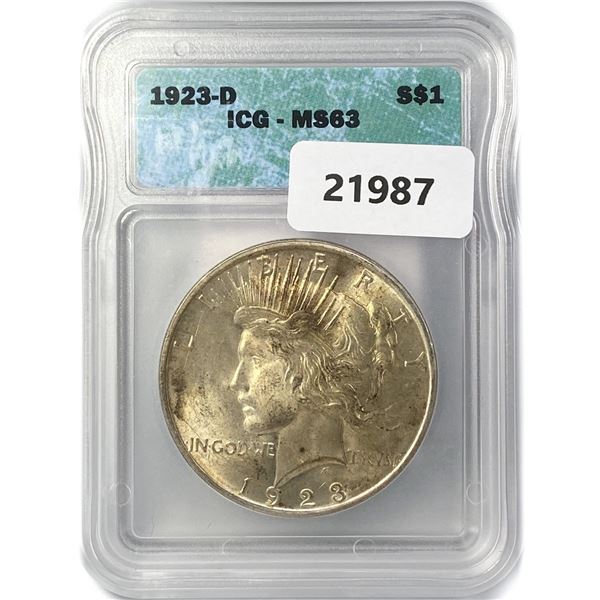 1923-D Silver Peace Dollar ICG MS63