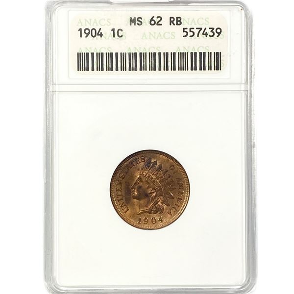 1904 Indian Head Cent ANACS MS62 RB