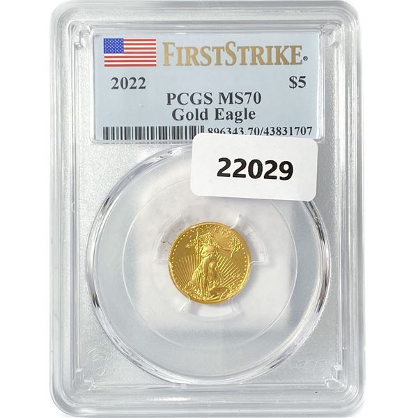 2022 $5 1/10oz American Gold Eagle PCGS MS70