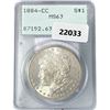 Image 1 : 1884-CC Morgan Silver Dollar PCGS MS63