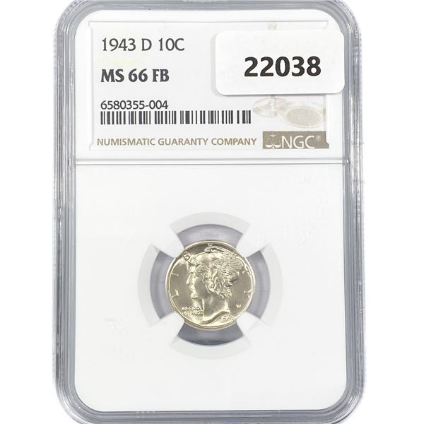 1943-D Mercury Silver Dime NGC MS66 FB