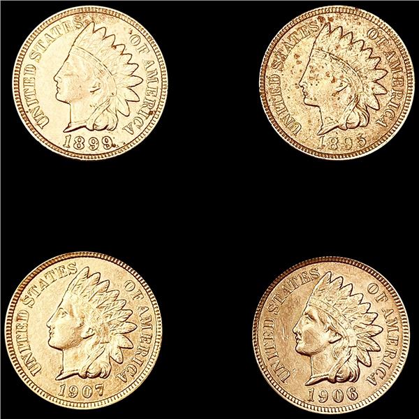 (4) RD Wheat Cents (1895, 1899, 1906, 1907) UNCIR