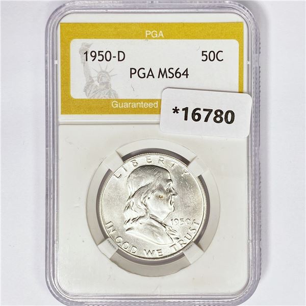 1950-D Franklin Half Dollar PGA MS64