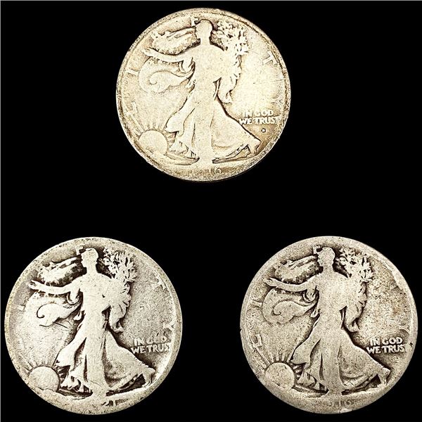 (3) Walking Half Dollars (1916, 1916-D, 1921-D) N