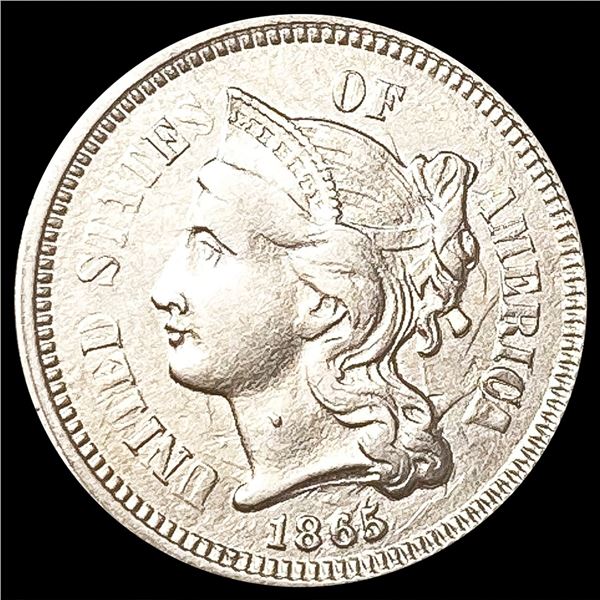 1865 Nickel Three Cent NEARLY UNCIRCULATED