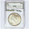 Image 1 : 1921 Silver Peace Dollar NGS MS66