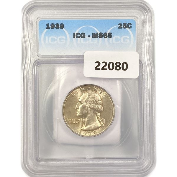 1939 Washington Silver Quarter ICG MS65