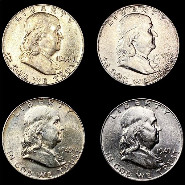 (4) 1949 Franklin Half Dollars LIGHTLY CIRCULATED