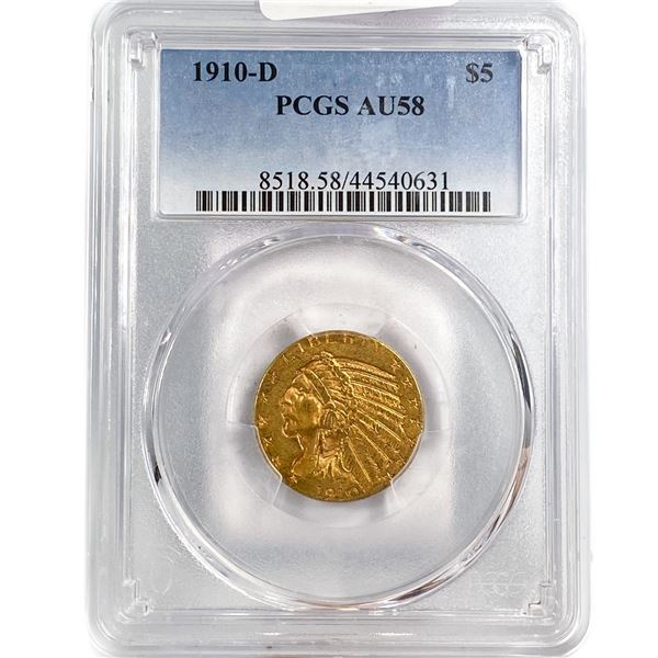 1910-D $5 Gold Half Eagle PCGS AU58