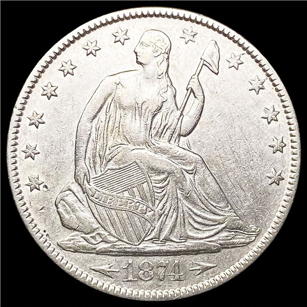1874 Arws Seated Liberty Half Dollar CLOSELY UNC