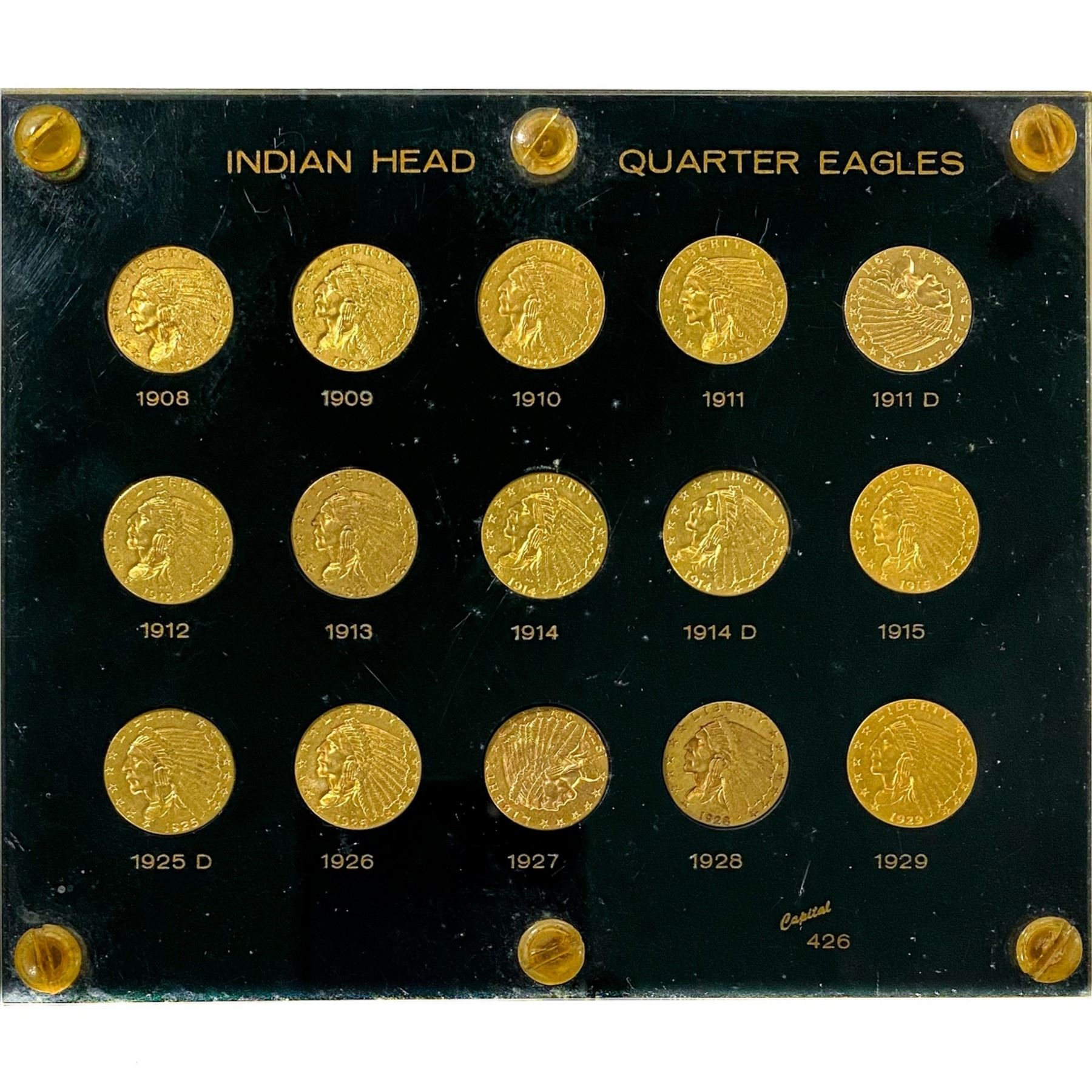 1908 Coin Set 1908-1929 Complete 15 Coin Gold Indian $2.5 Set