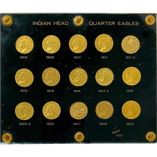1908-1929 Complete 15 Coin Gold Indian $2.5 Set